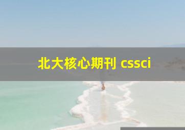 北大核心期刊 cssci